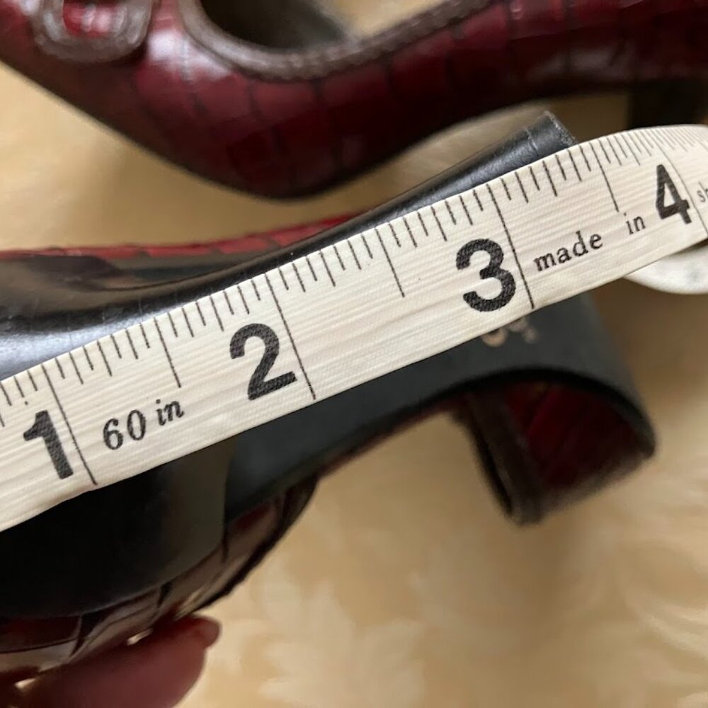 Franco Sarto Leather Snakeskin Burgundy Heels Size 8M L-IOTA - Picture 6 of 9